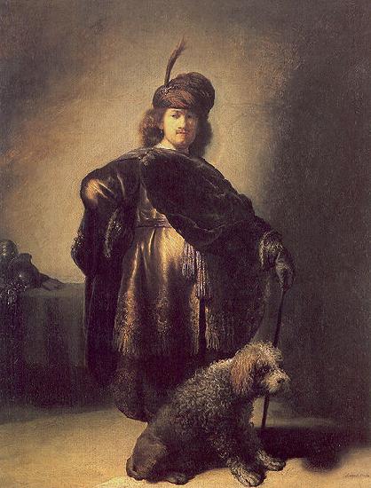 Rembrandt Peale Self portrait in oriental attire with poodle oil painting picture